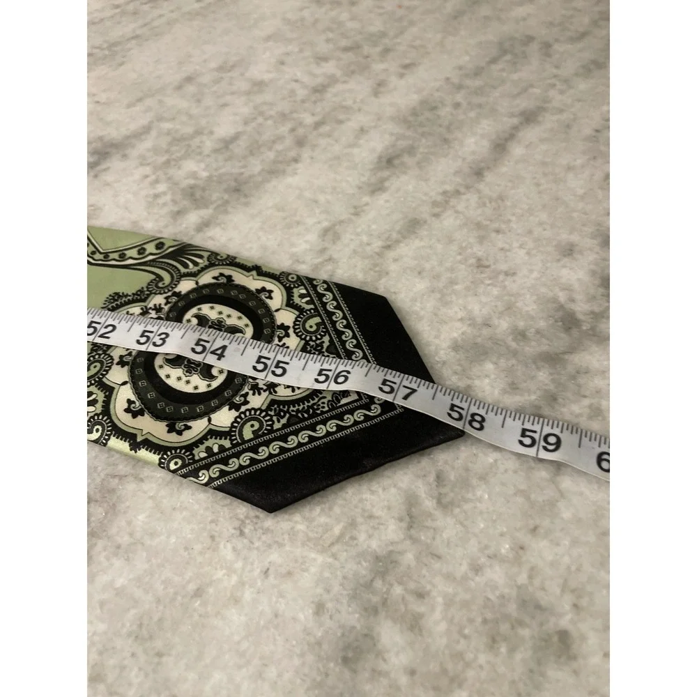 Karl Knox Tie Mens OS Green Paisley Medallion Baroque Formal Hand Made Necktie